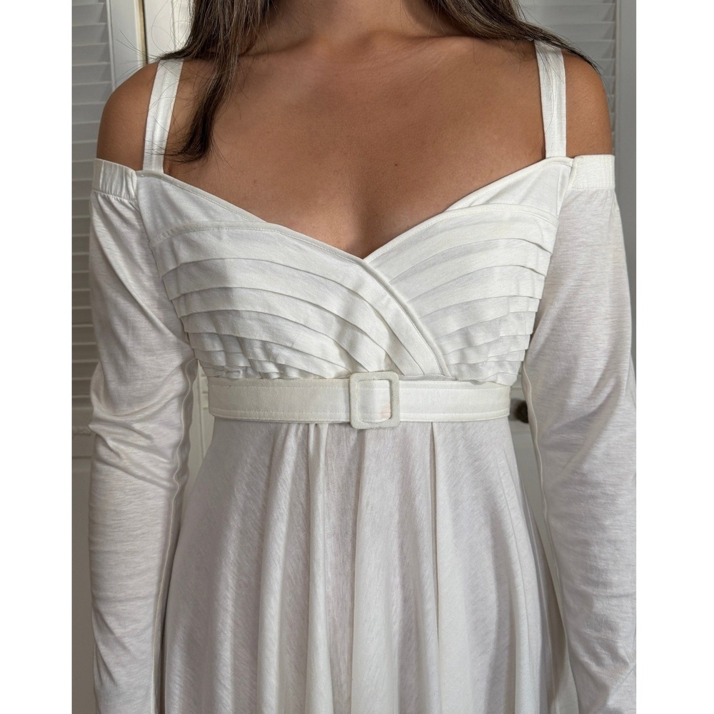 Vintage Morgane Le Fay Off Shoulder Empire Waist Midi Dress M Romantic Ren Fair - Picture 12 of 16